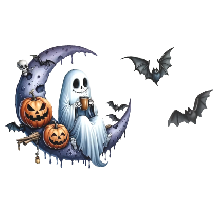 Moon Ghost Pumkin - Halloween Background Maximalis