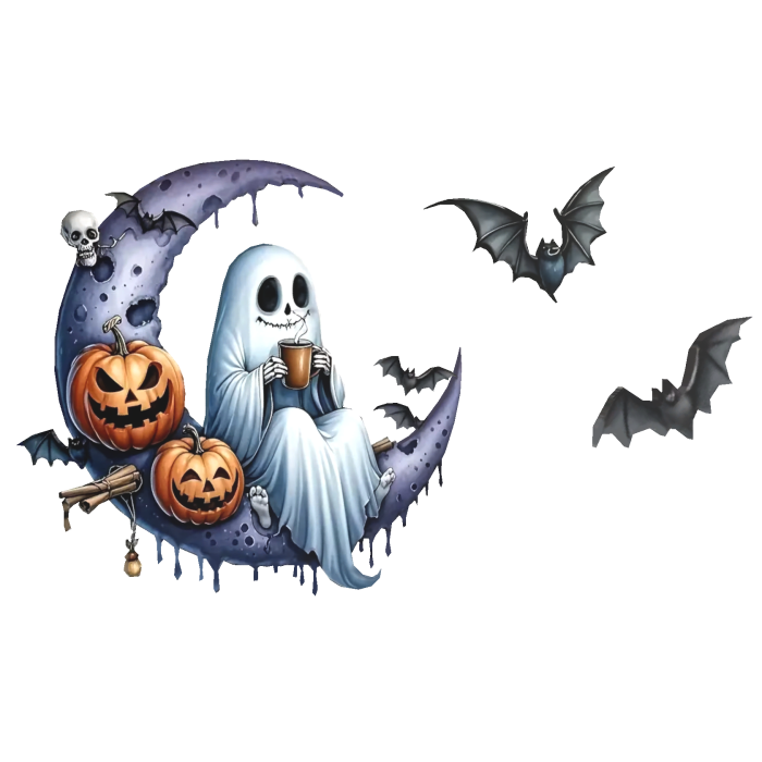 Moon Ghost Pumkin - Halloween Background Maximalis
