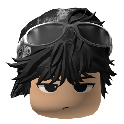 Black Messy Hair w Emo Hat Face & White Shades Roblox item