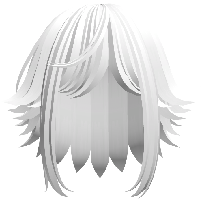 kawaii messy short hair with tufts in white