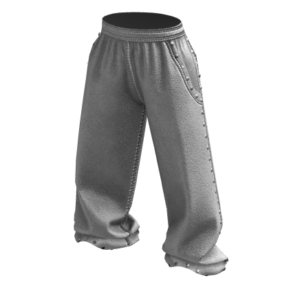 White Baggy Studded Grunge Rivet Sweatpants