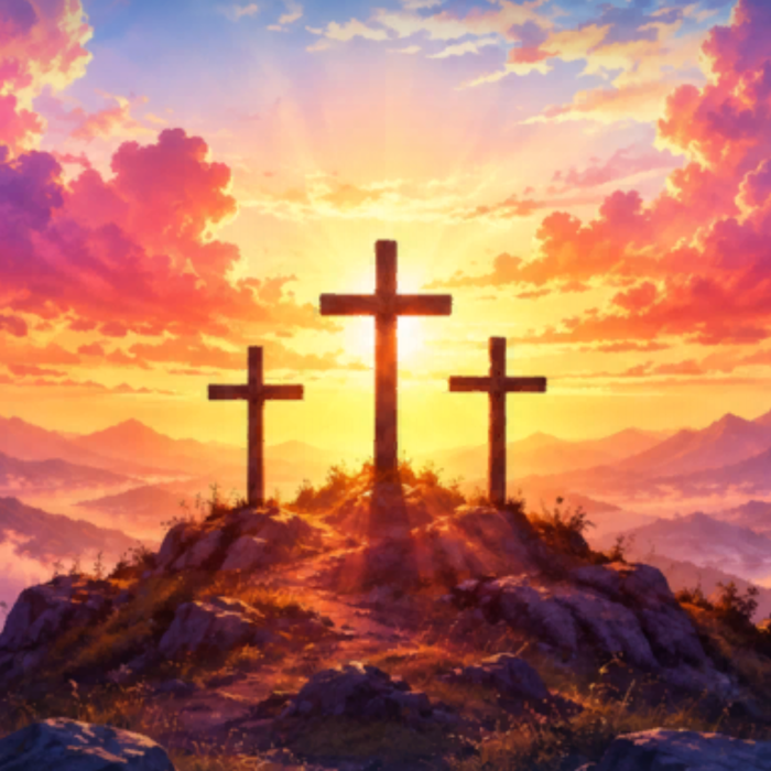 Jesus Christian Cross Sunset Religious Background