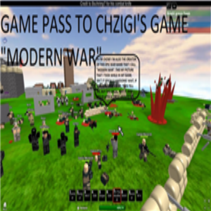 The game pass for my game "Modern War" Roblox decal