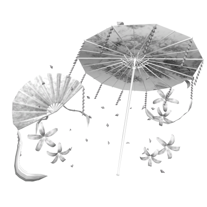 White Spider Lily Maximalist Umbrella Fan