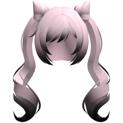 keqing cat buns w curly ponytails pink black Roblox item