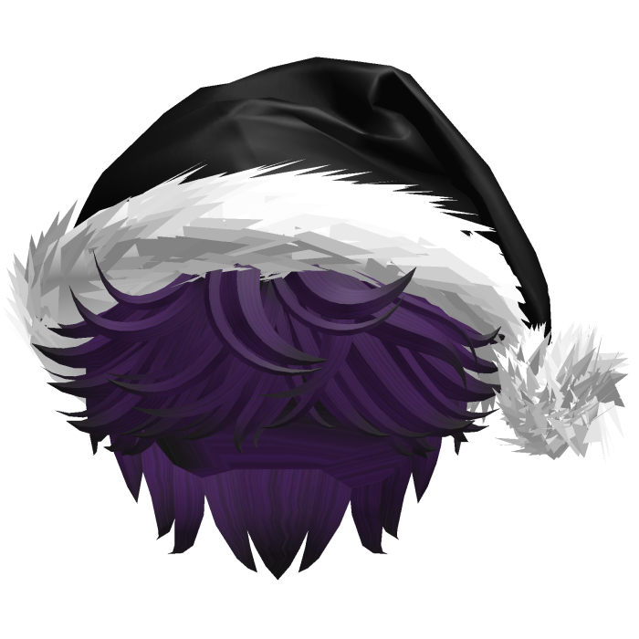 Messy Fluffy Black and Purple Hair a Santa Hat Y2k