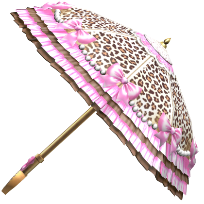 Kawaii Gyaru Leopard Ruffle Bow Parasol Pink