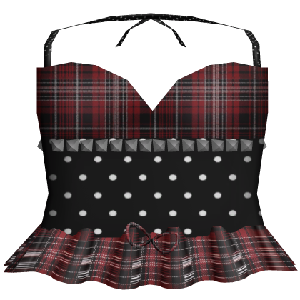 cute gothic red plaid babydoll dress - 3.0