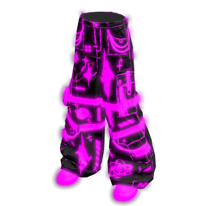 Glowing Emissive Cyber Y2K Scene Cargo Pants Pink