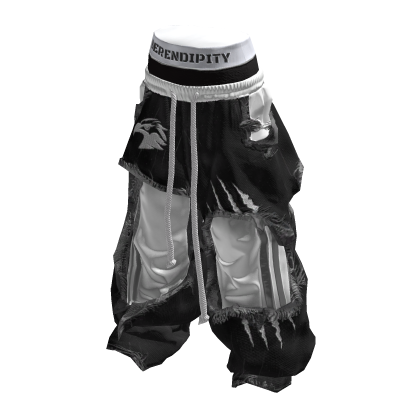 Black White Opium Style Distressed Panel Pants thumbnail