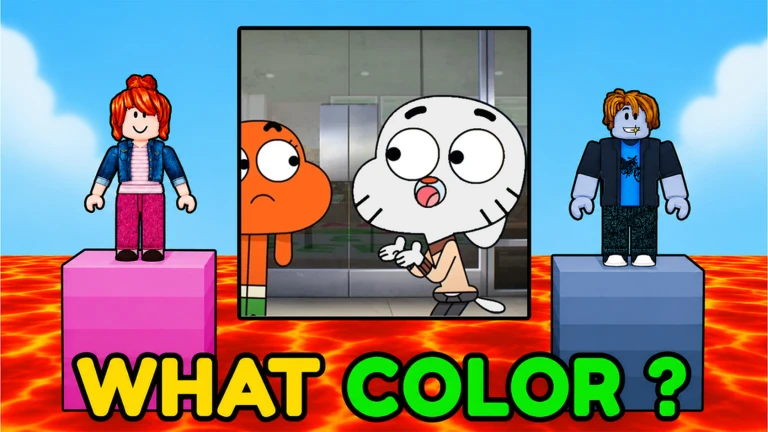ภาพโปรโมตทางการ Character Color Race แสดงตัวละคร Roblox หอสี ลาวา และตัวละครการ์ตูนสีฟ้า