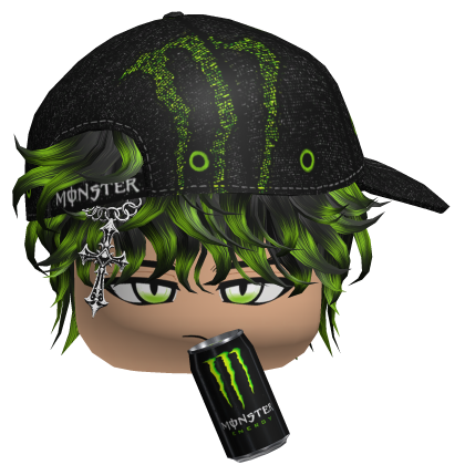 Monster Energy Y2k Emo Boy Messy Green Black Hair Roblox item