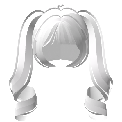 ୨ ♡ ୧ long straight hime curl pigtails white Roblox item