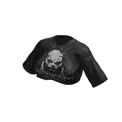 Catyard - Crop Top Y2K Jersey (Black/Graphics)