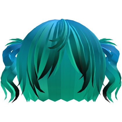 ‘’ (๑ — ‸ ҂)ゝcurly emo twin tails in cyan teal Roblox item