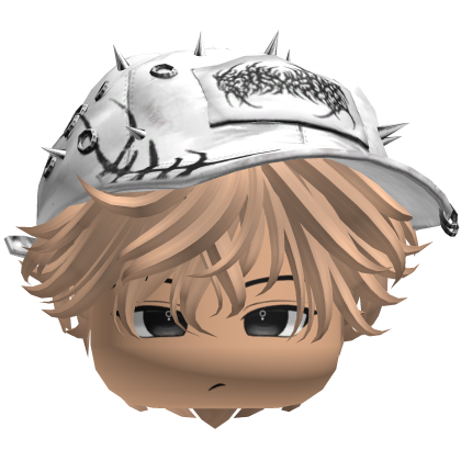 Fluffy blonde hair with a white Y2K cap Roblox item