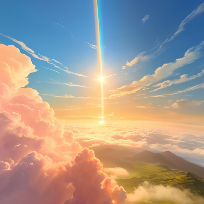 Pastel Pink Clouds Rainbow Sky preview 1