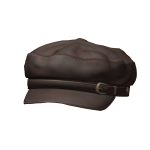 Brown Leather Beret Hat (Gold)