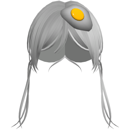 White Hair 2 Sided Ponytail with Egg  Roblox item