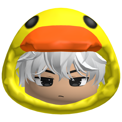 Messy White Hair w Duck Hood Roblox item