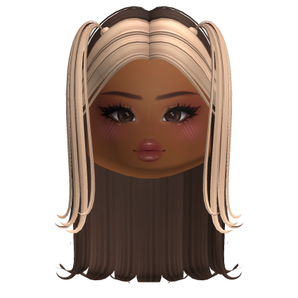 Cute Preppy Twintails w/ Makeup Face (BrownBlonde) Roblox item