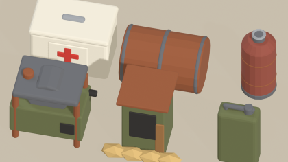 Low Poly Post Apocalyptic Wasteland Props Pack x55 preview 5