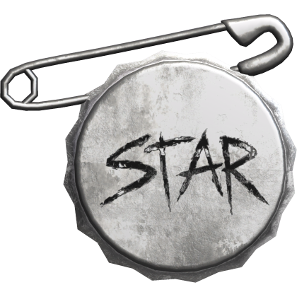 grunge white star bottle cap safety pin badge
