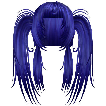 Double scene emo twintails w/ blunt bangs in blue Roblox item