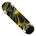 Neon Yellow & Black Laser Waves Skateboard