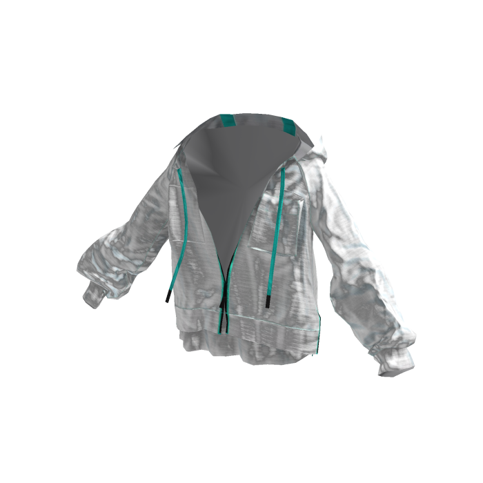 White Y2K Cyber Oversized Zip Hoodie [PBR]