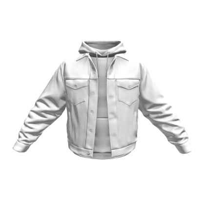 White Denim Jacket & Layered White Hoodie