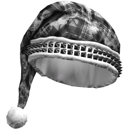 White Striped Studded Santa Hat Roblox item