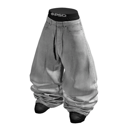 BAGGY Sagged White Jeans w/ Shoes