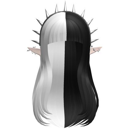 Long Layered Hair w/ Spike Headband White & Black Roblox item