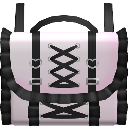 kawaii ruffled black n pink letter backpack 3.0 Roblox item