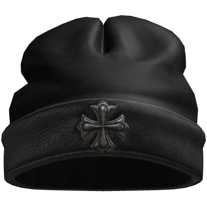 Worn Goth Leather Beanie