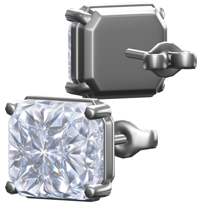 Silver Diamond Stud Earrings
