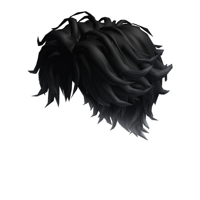 Messy black hair with loose bangs