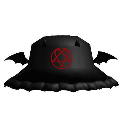 Black and red heartagram hat
