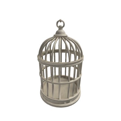 Weathered Ivory-White Wooden Bird Cage