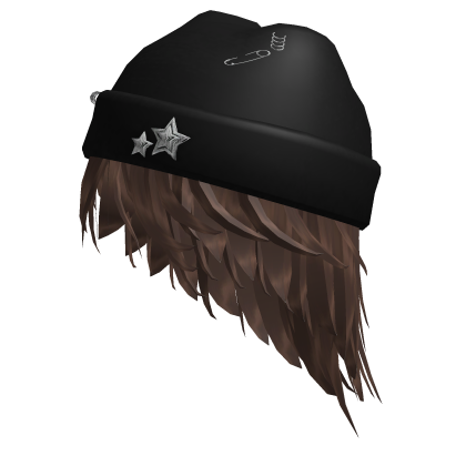 [Y2K] Brown Messy Chill Hair w/ Black Cap Roblox item