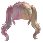Cute Pink & Blonde Cotton High Curly Pigtails