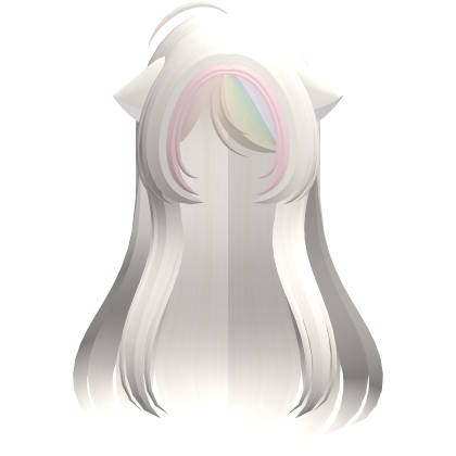 kawaii long straight kitty hair blonde rainbow
