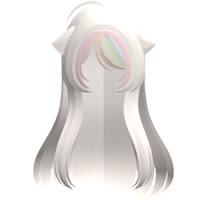 kawaii long straight kitty hair blonde rainbow