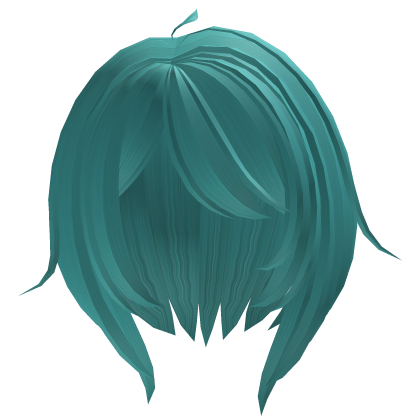 cute messy short hair with long bangs in teal Roblox item