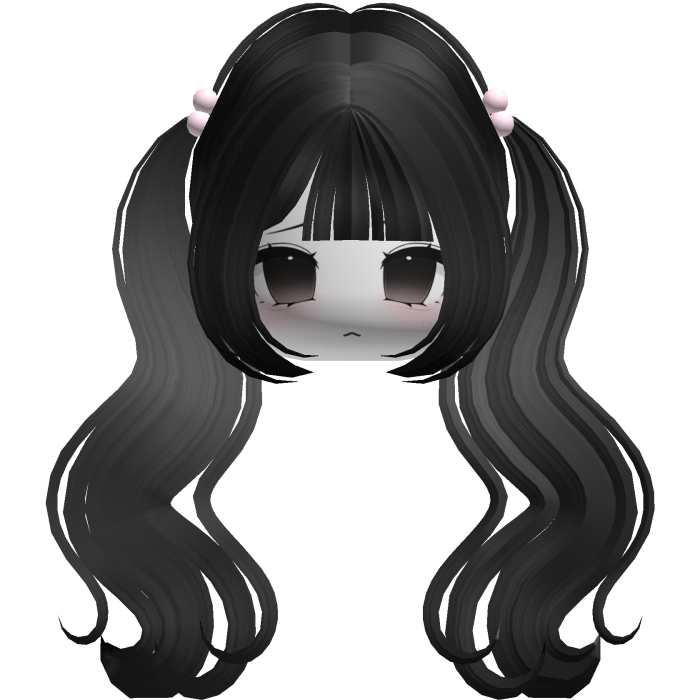  ♡ Kawaii pigtails hair black + moe chibi face