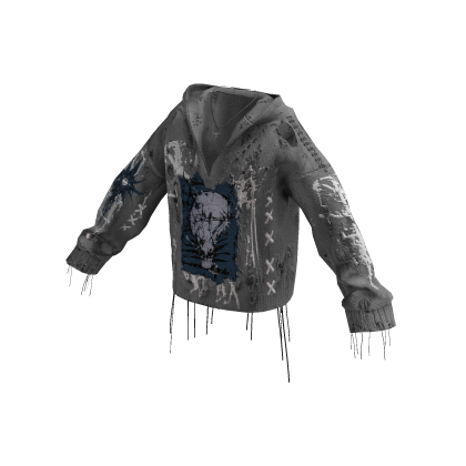 Gothic Skull Hoodie w/ Cross Chain (Grey)