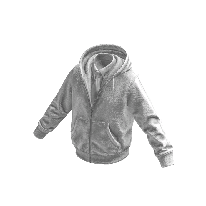White Layered Hoodie w/ Shirt & Tie 