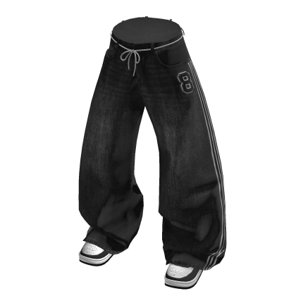 💗Y2K OVERSIZED BAGGY JEANS WITH SHOES_BLACK