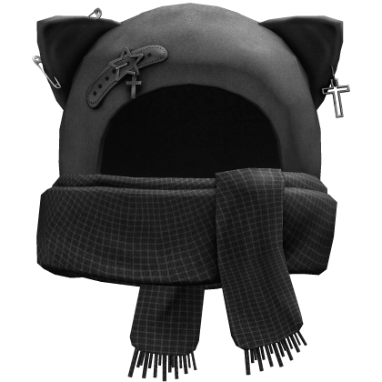 Grunge Cat Scarf Hat (Grey)
